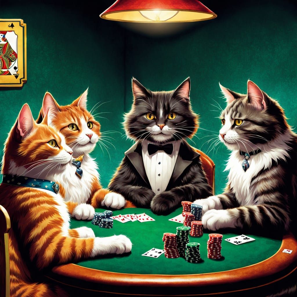 Furry Felines Deal the Fun in Comic Book Style