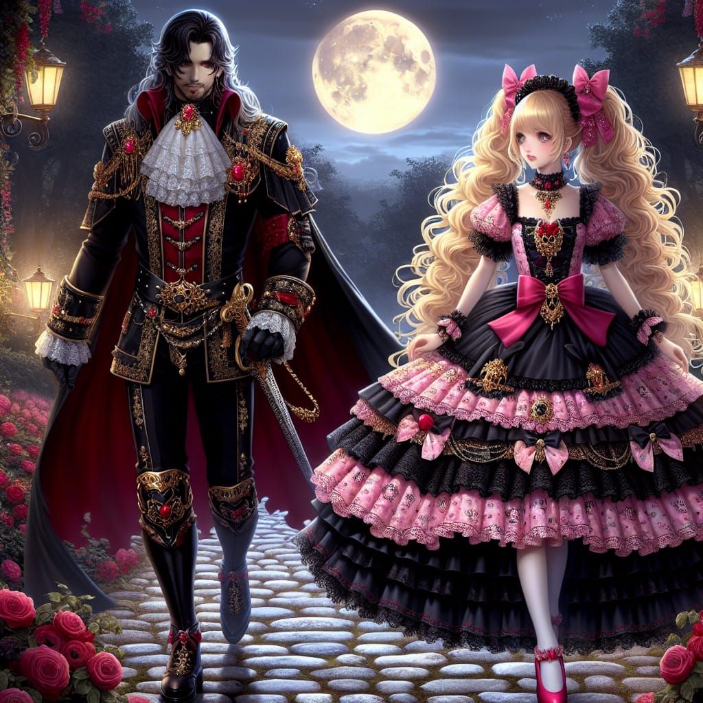 Gothic Enchanted Garden at Night