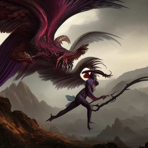 Banshee Versus Harpy: Fantasy Concept Art