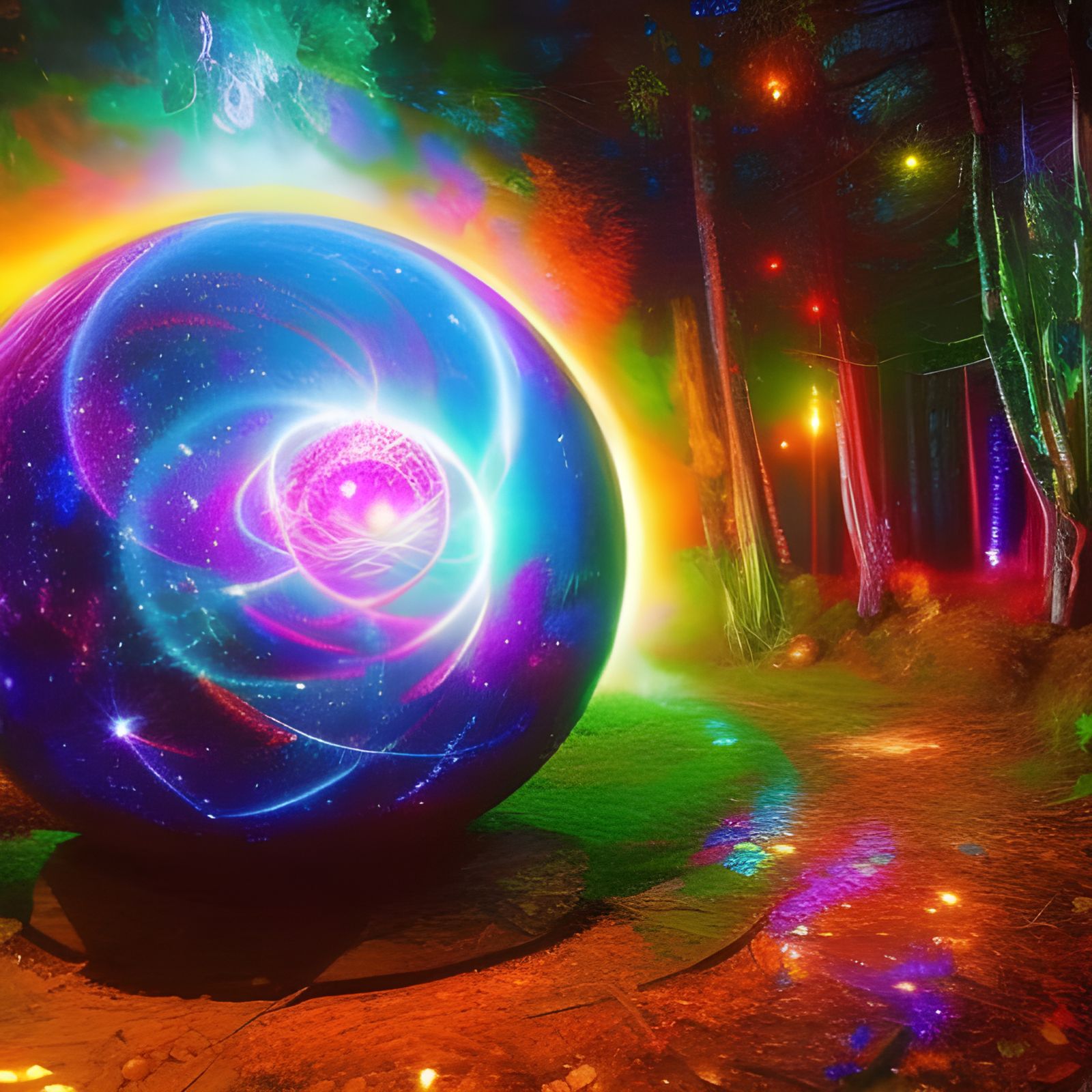 Mystical Neon Forest Orbs by Josephine Wall