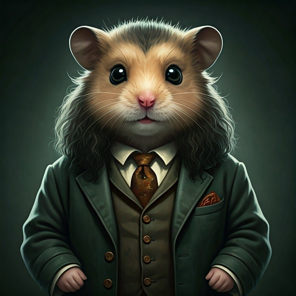 Charming Hamster-Hagrid in Chiaroscuro Oil Painting