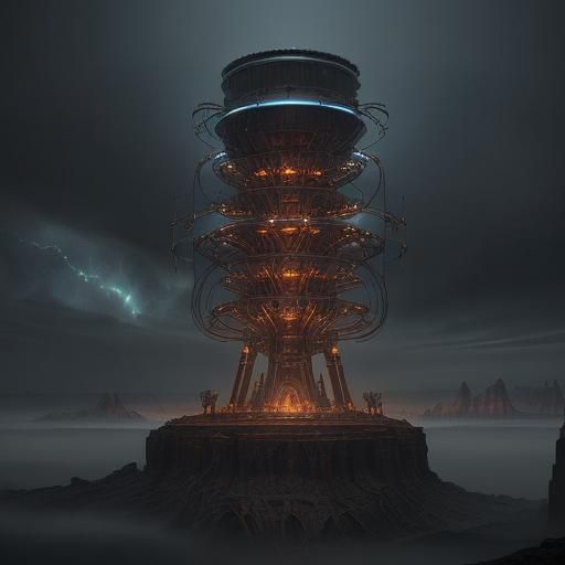 Tesla Oscillator Coil: Epic Digital Matte Painting
