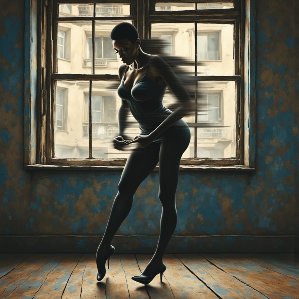 Graceful Dancer Silhouette in Vintage Surrealism