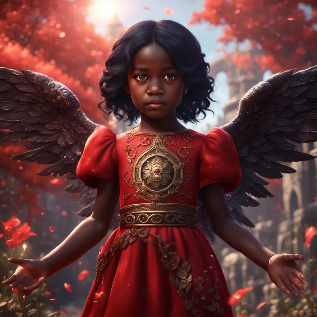 Fantastical Angel Girl in Detailed Matte Painting