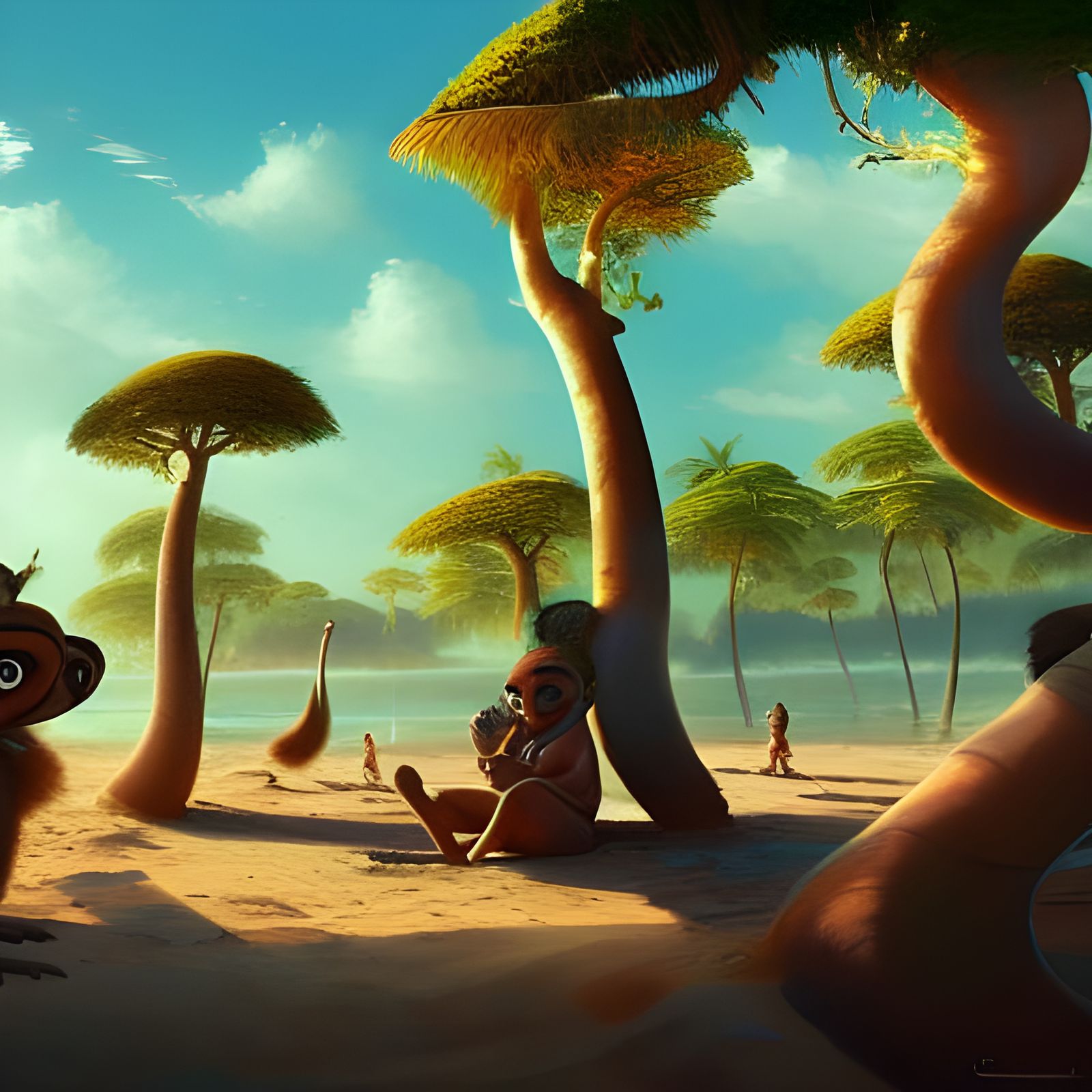 Lemurs chilling on a Madagaskar beach