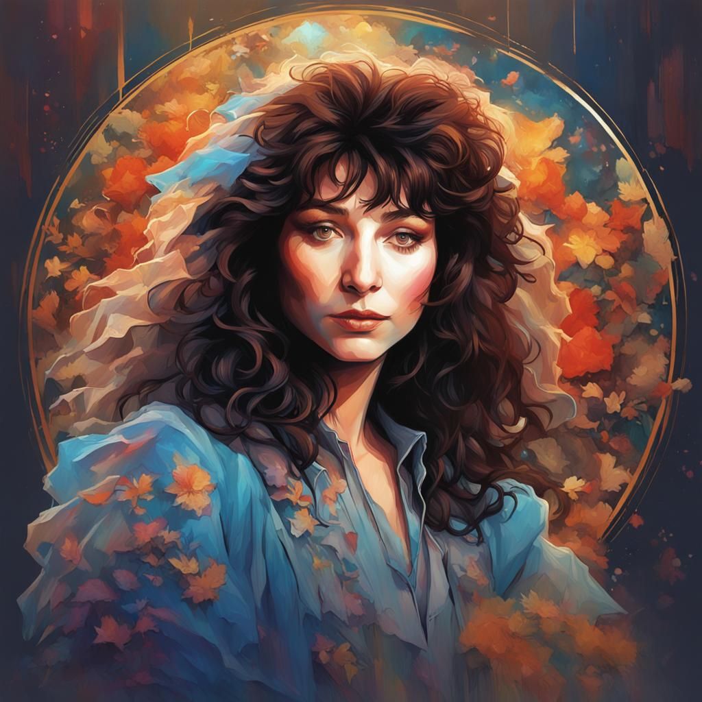 Kate Bush 80s Portrait, Art Nouveau Style