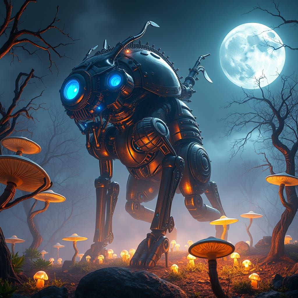 Mystical Animatronic Guardian of the Moonlit Forest