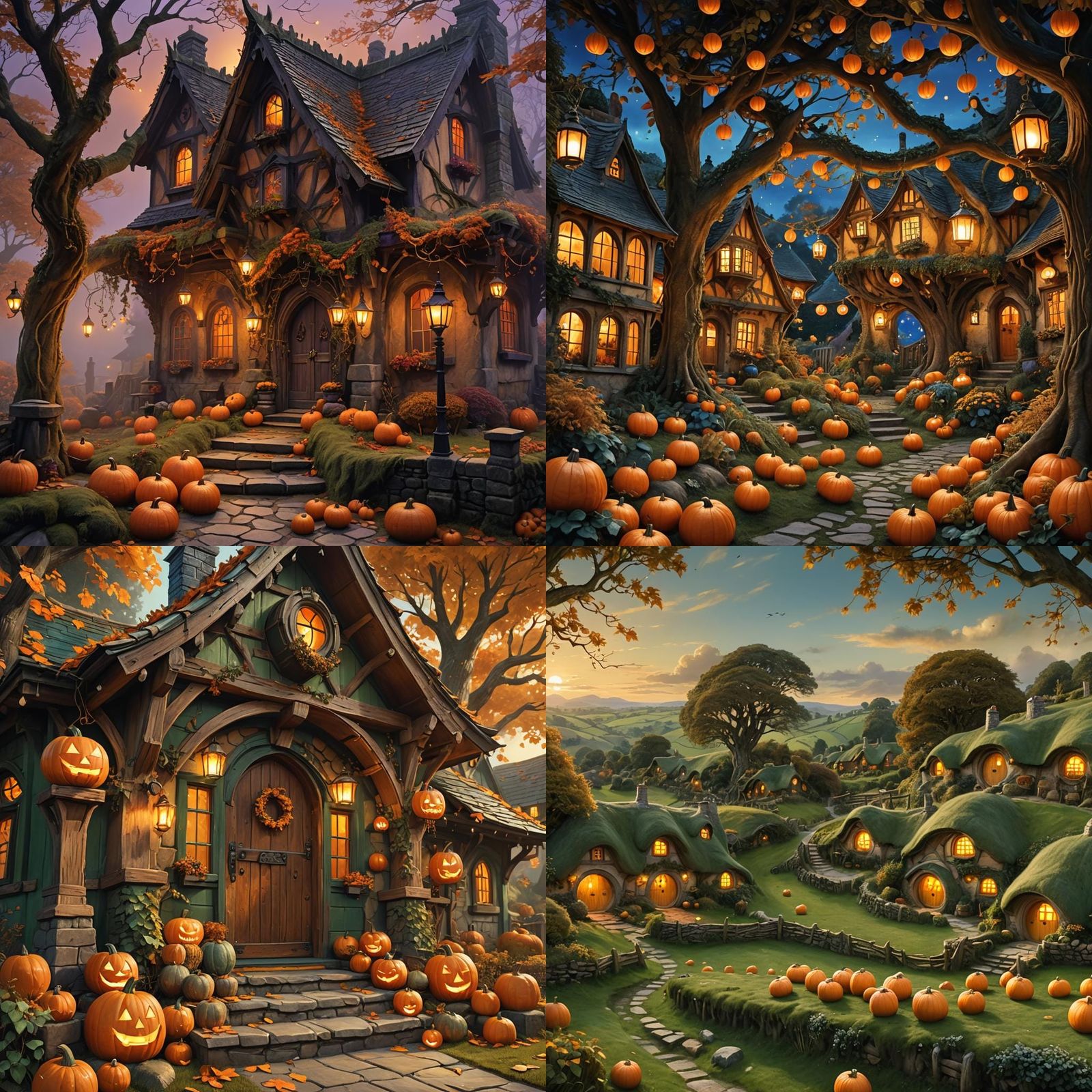 Halloween Pumpkins at Bag End: Cozy Shire Night