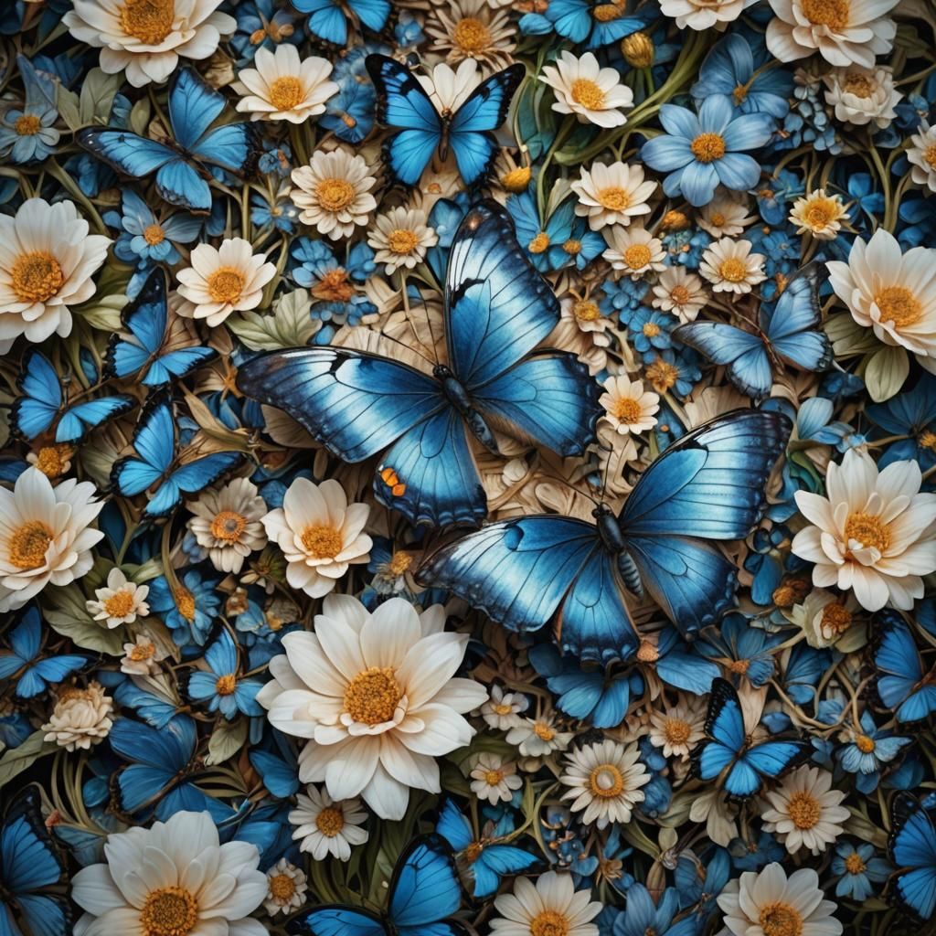 Blue Butterfly Macro Photograph: Epic Fantasy Art