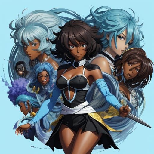 Anime Queen with Black Skin in Manga Style