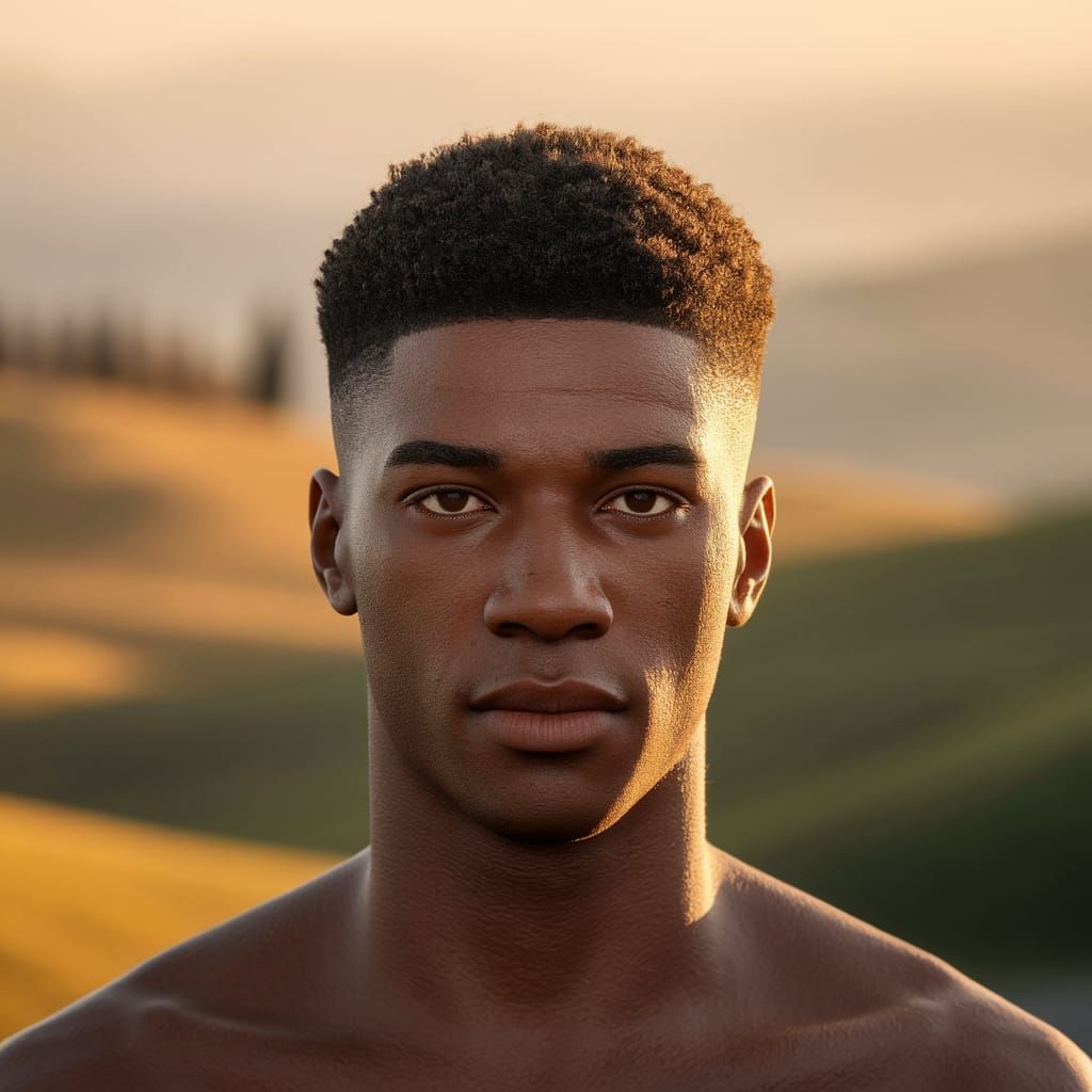Handsome Young Man in Tuscan Sunlight, Renaissance Style Por...
