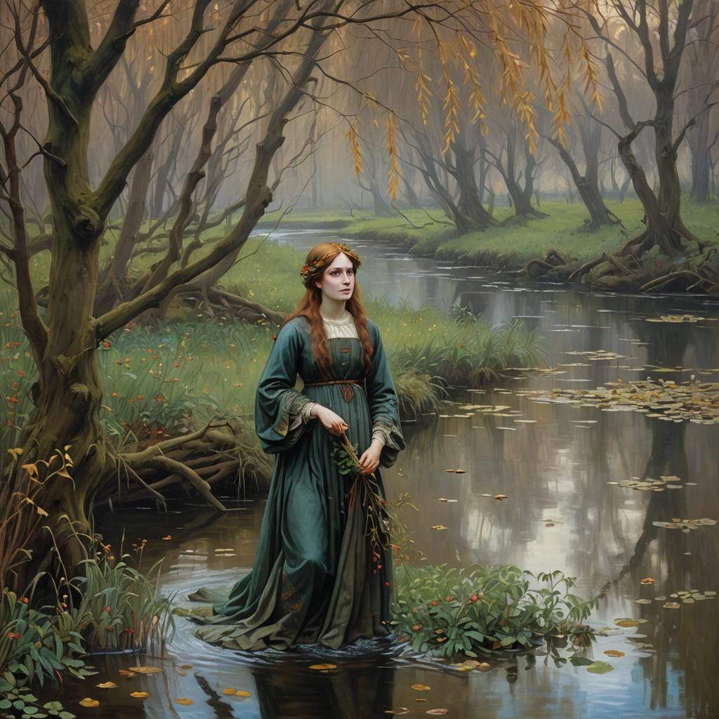 Ophelia under a willow tree