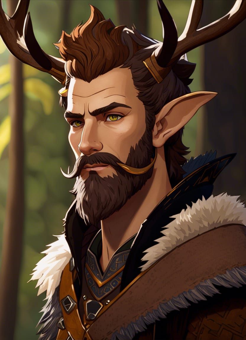 Faun Character Portrait in Banner Saga Style