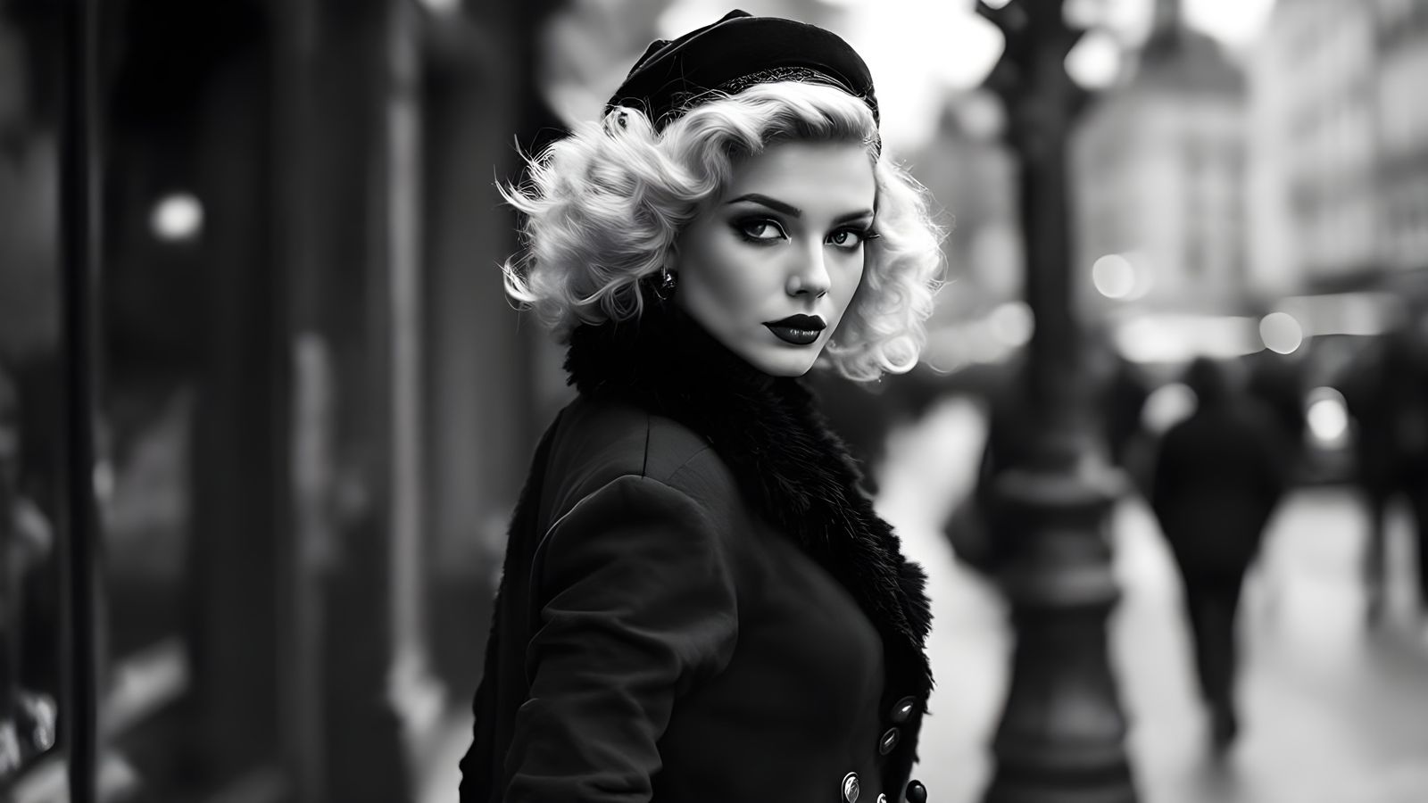 1920s Pinup Girl in Paris: Black and White Photography