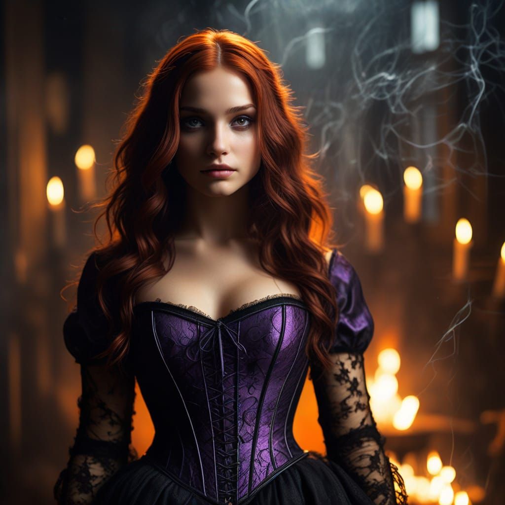 Mona Lisa Halloween Portrait with Glowing Eyes