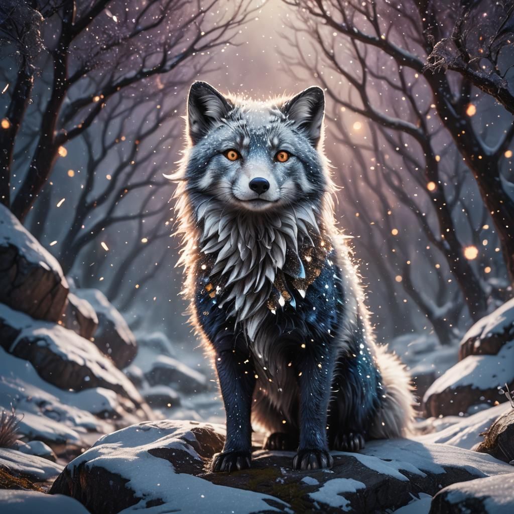 Sparkling Arctic Fox Fantasy Concept Art