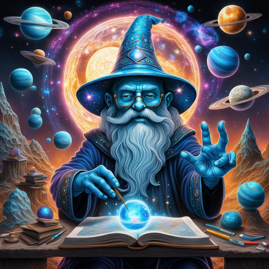 Smurf Wizard at School: Holographic Astral Illustration
