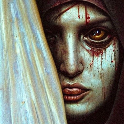 Virgin Mary: Dark Art Portrait in Hyperreal Style