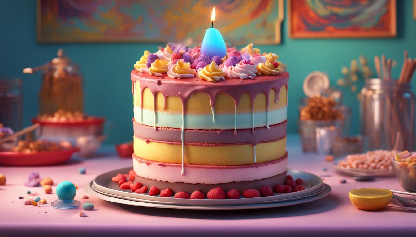 Delicious Cake in Pixar Disney 3D Style