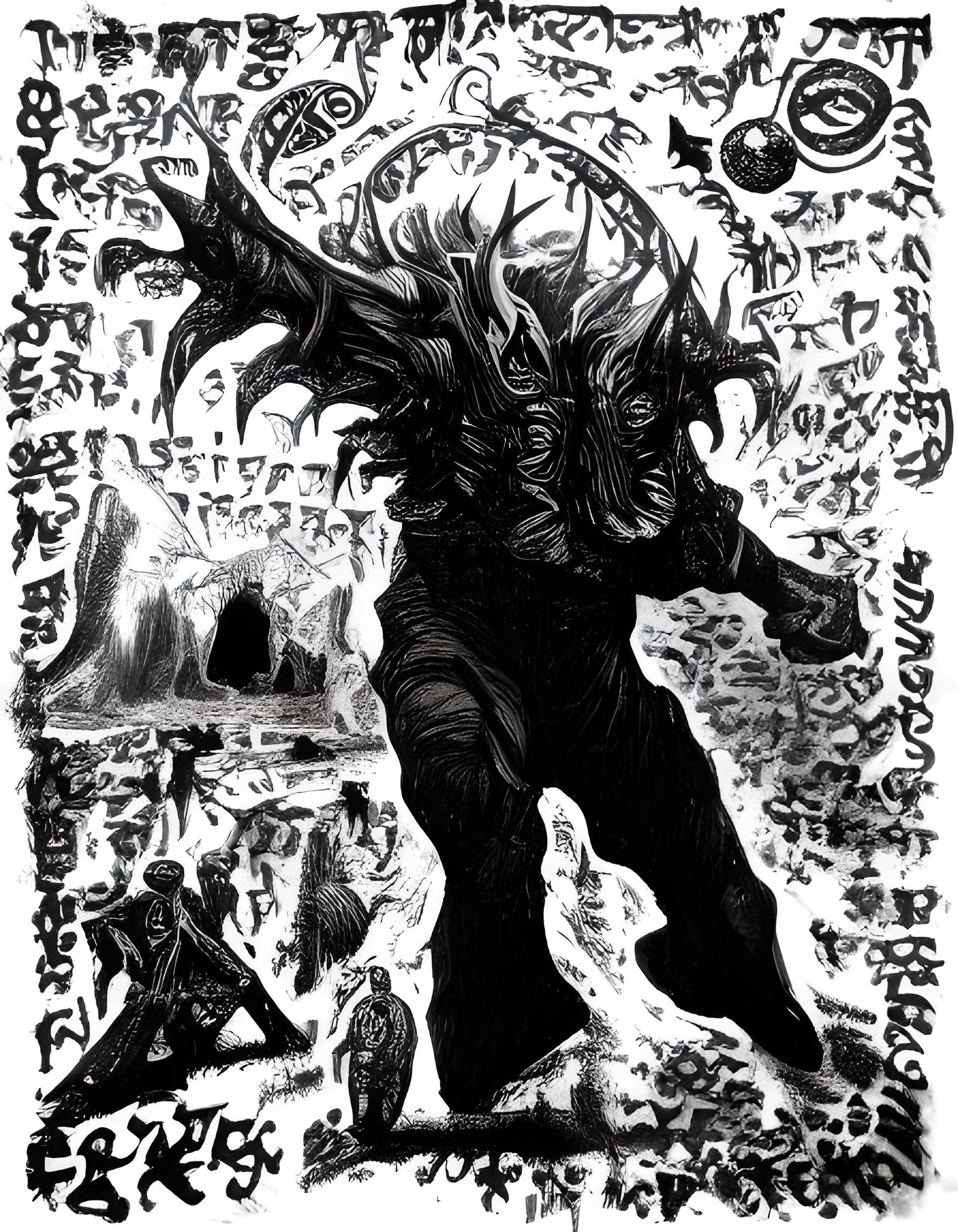 Surreal Atlantis Scene with Spaceship and Fish