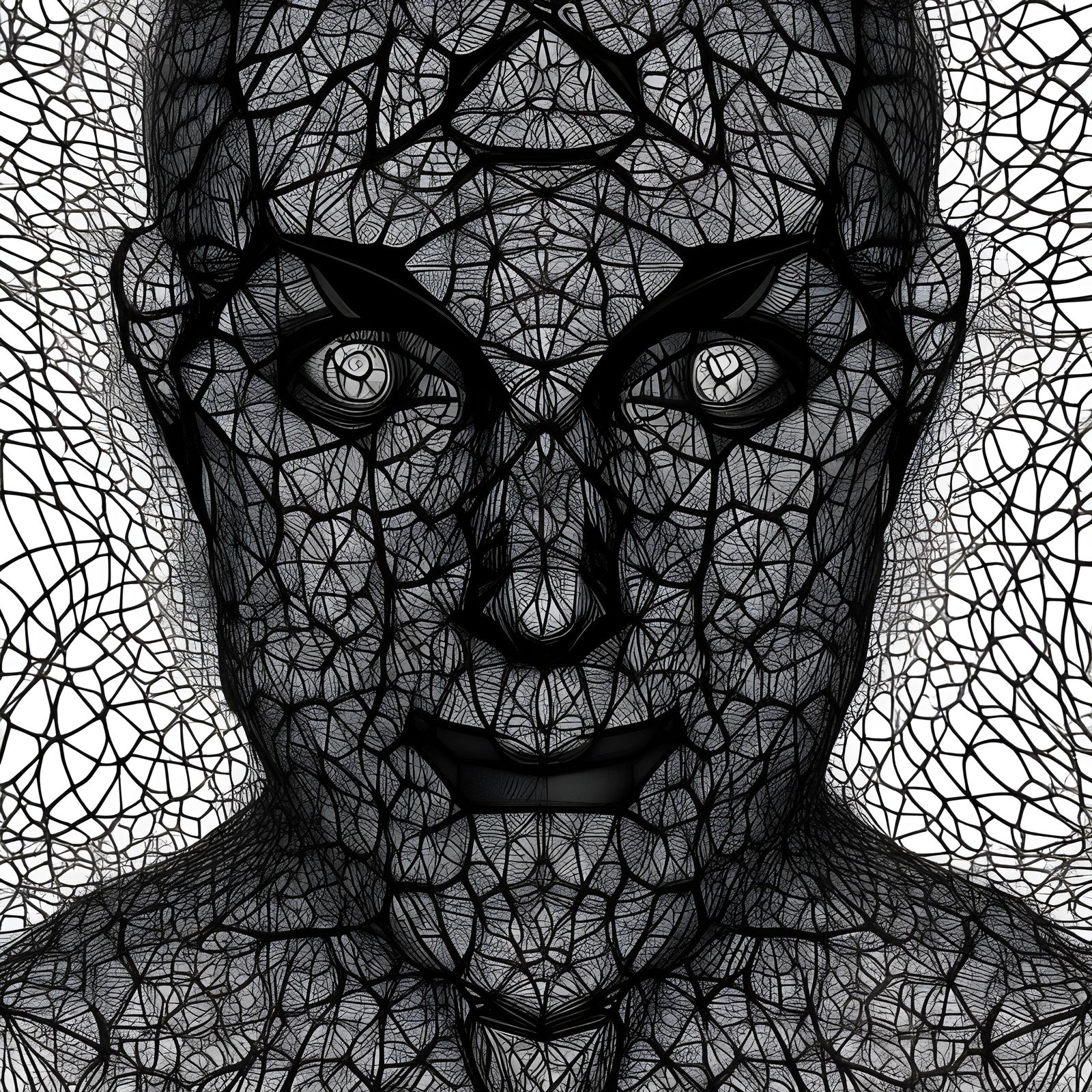 Fractal Polygon Human Portrait in Mixed Media Style