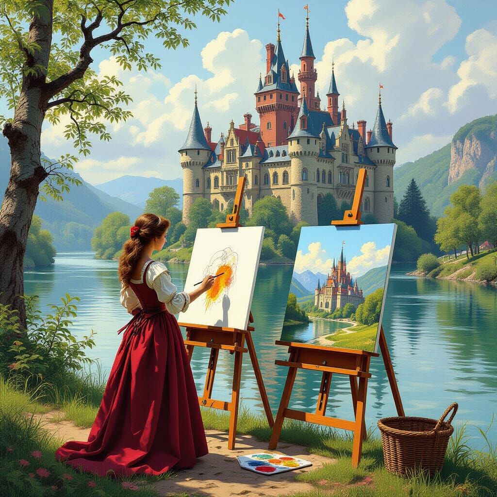 Renaissance Painter Captures Castle Scene