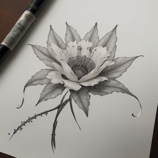 Whimsical Botanical Art in Art Nouveau Style