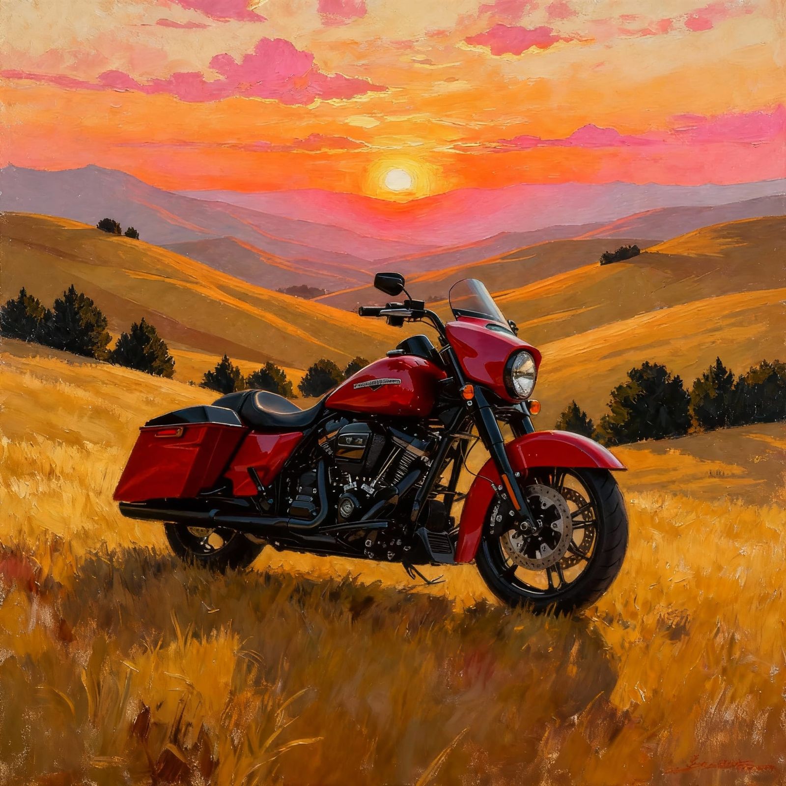 Motorcycle in Serene Natural Landscape