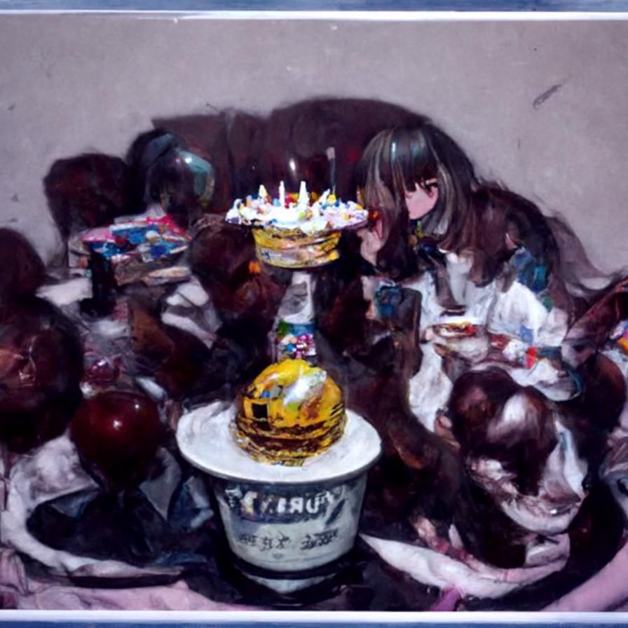 Birthday Celebration in Oil Painting Style