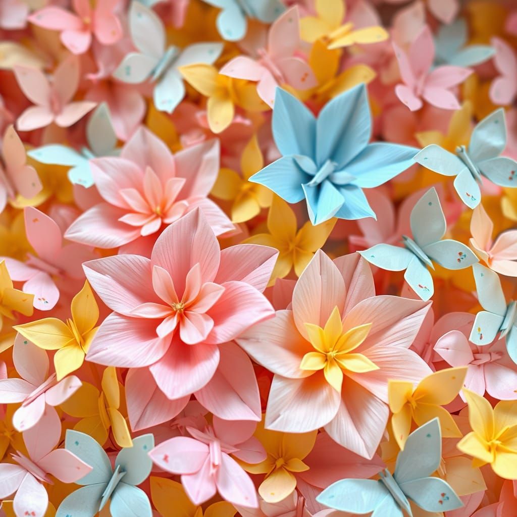 Delicate Origami Blooms in Pastel Hues