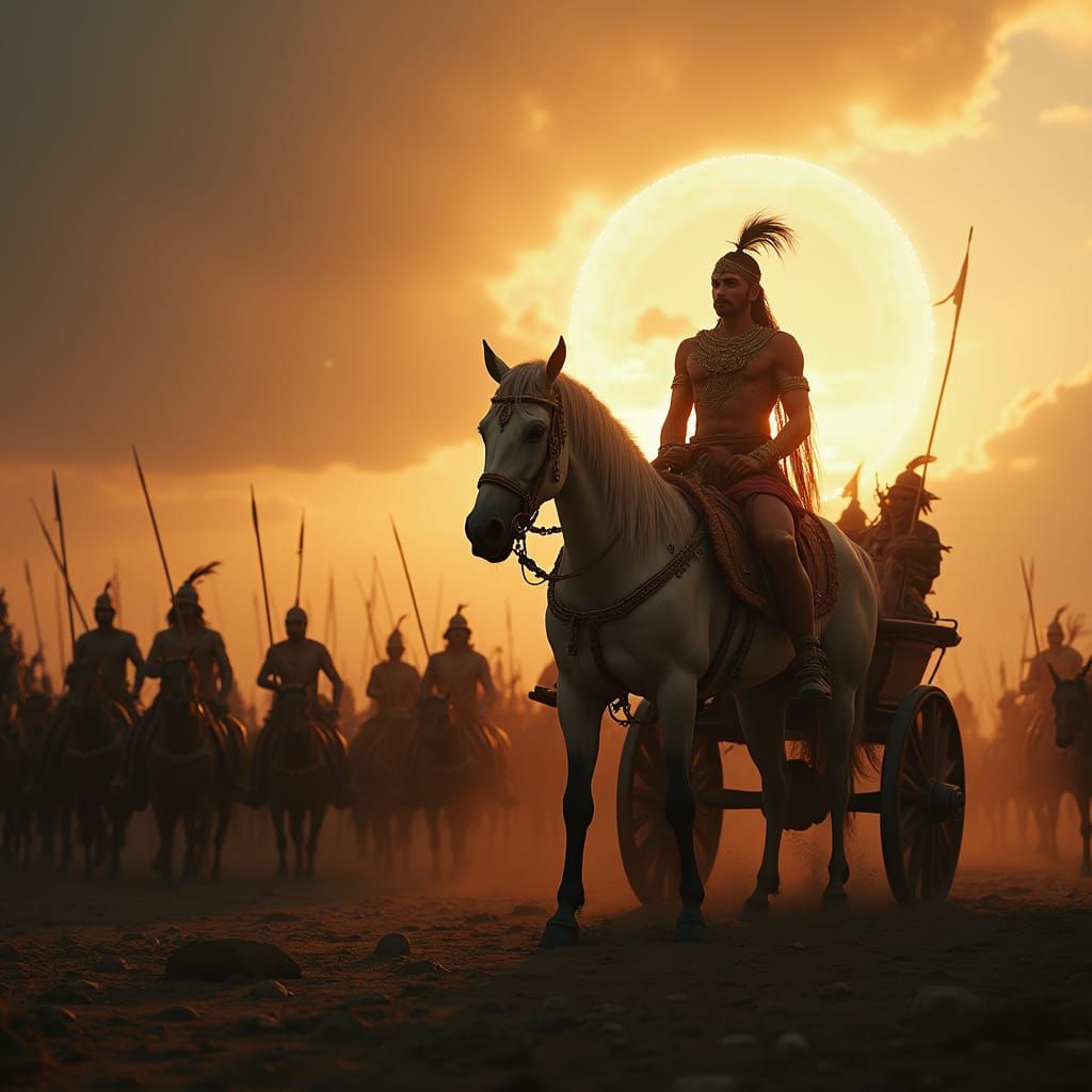 Arjuna and Krishna on Kurukshetra Battlefield