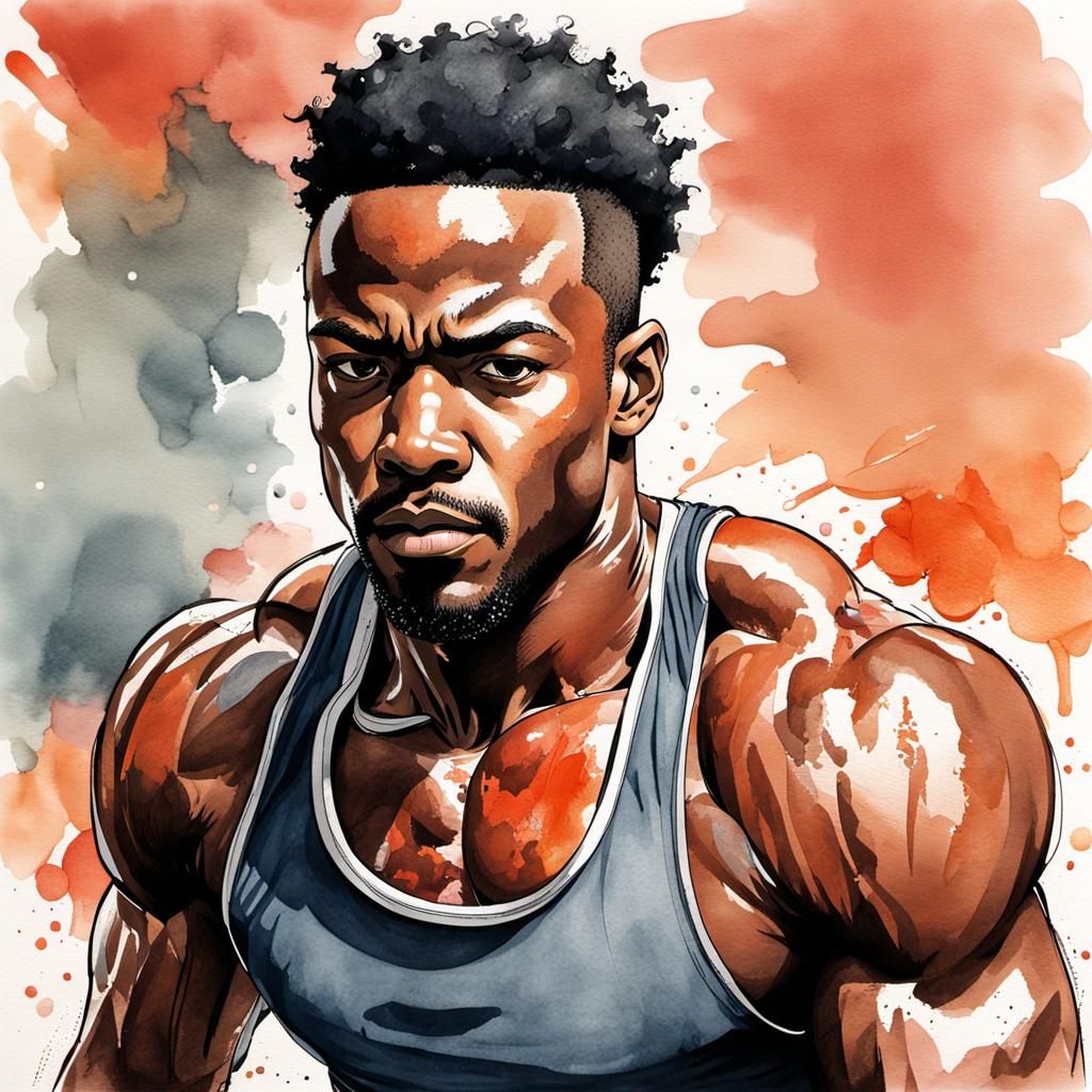 Sweating Man Portrait in Comic Book Style