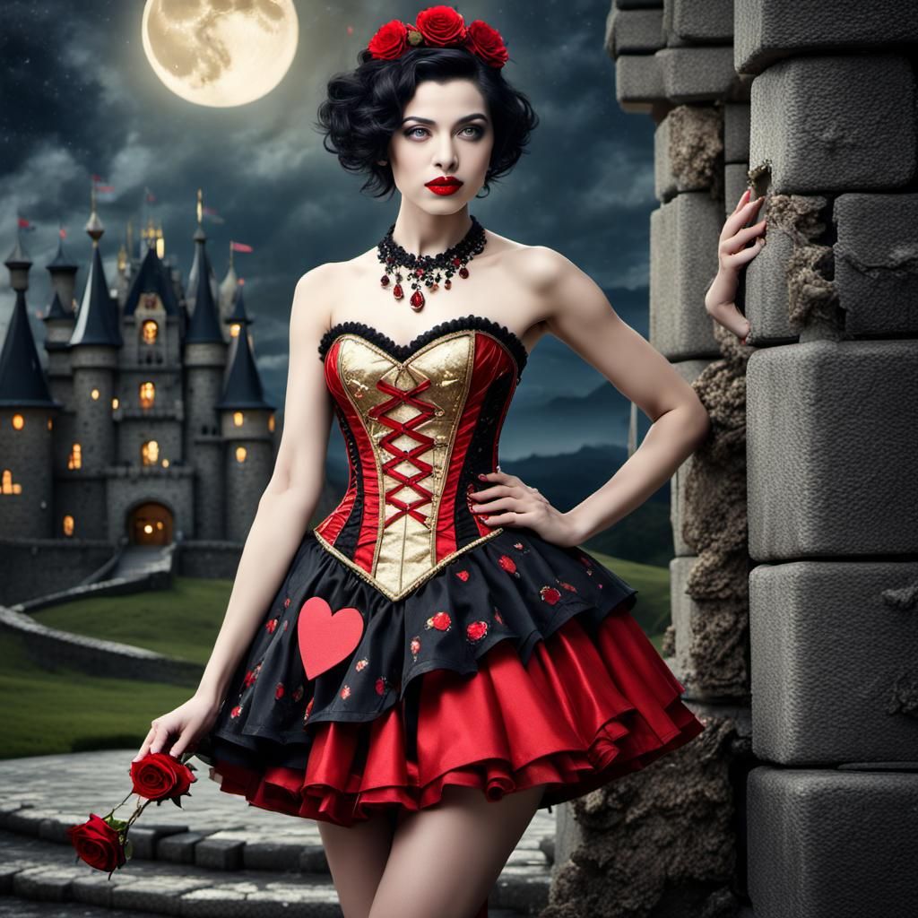 Gorgeous Queen of Hearts in Red and Gold