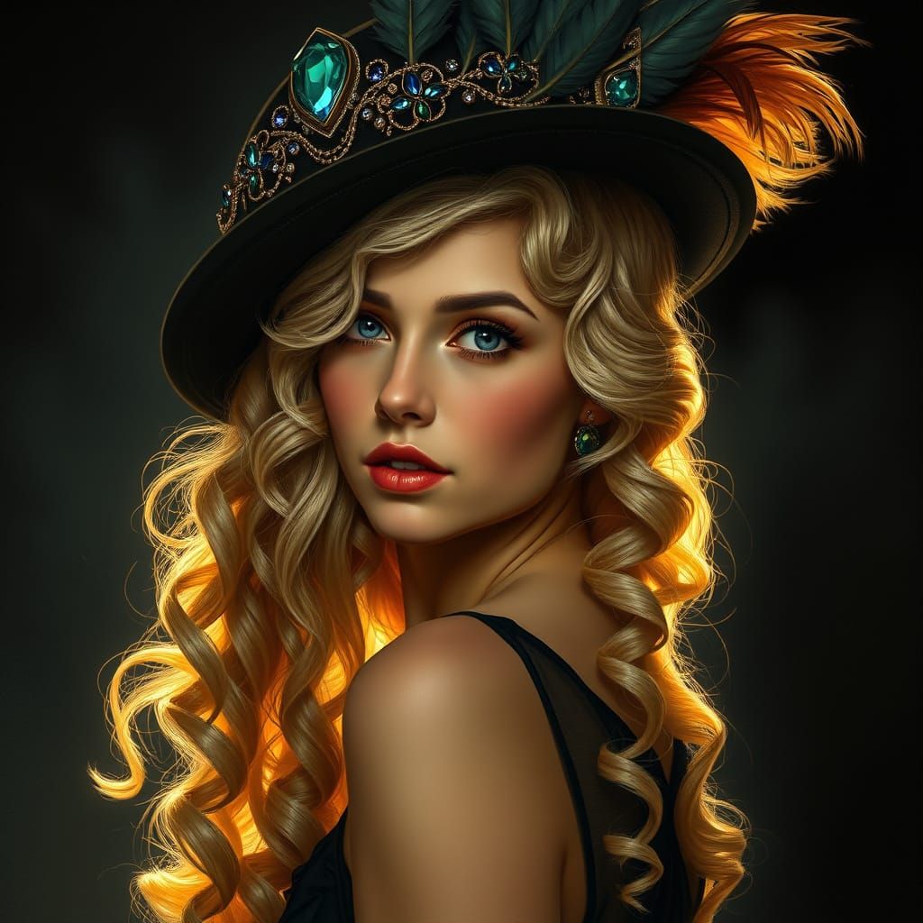 Glamorous Art Deco Goddess in Mysterious Shadows
