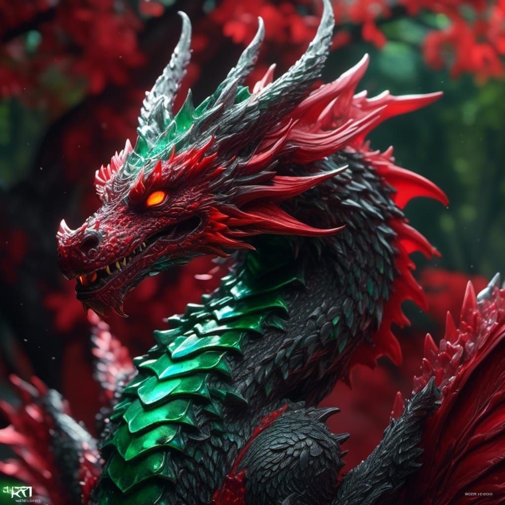 Cute Pearlescent Dragon in Forest, Hyperrealistic Digital Ar...
