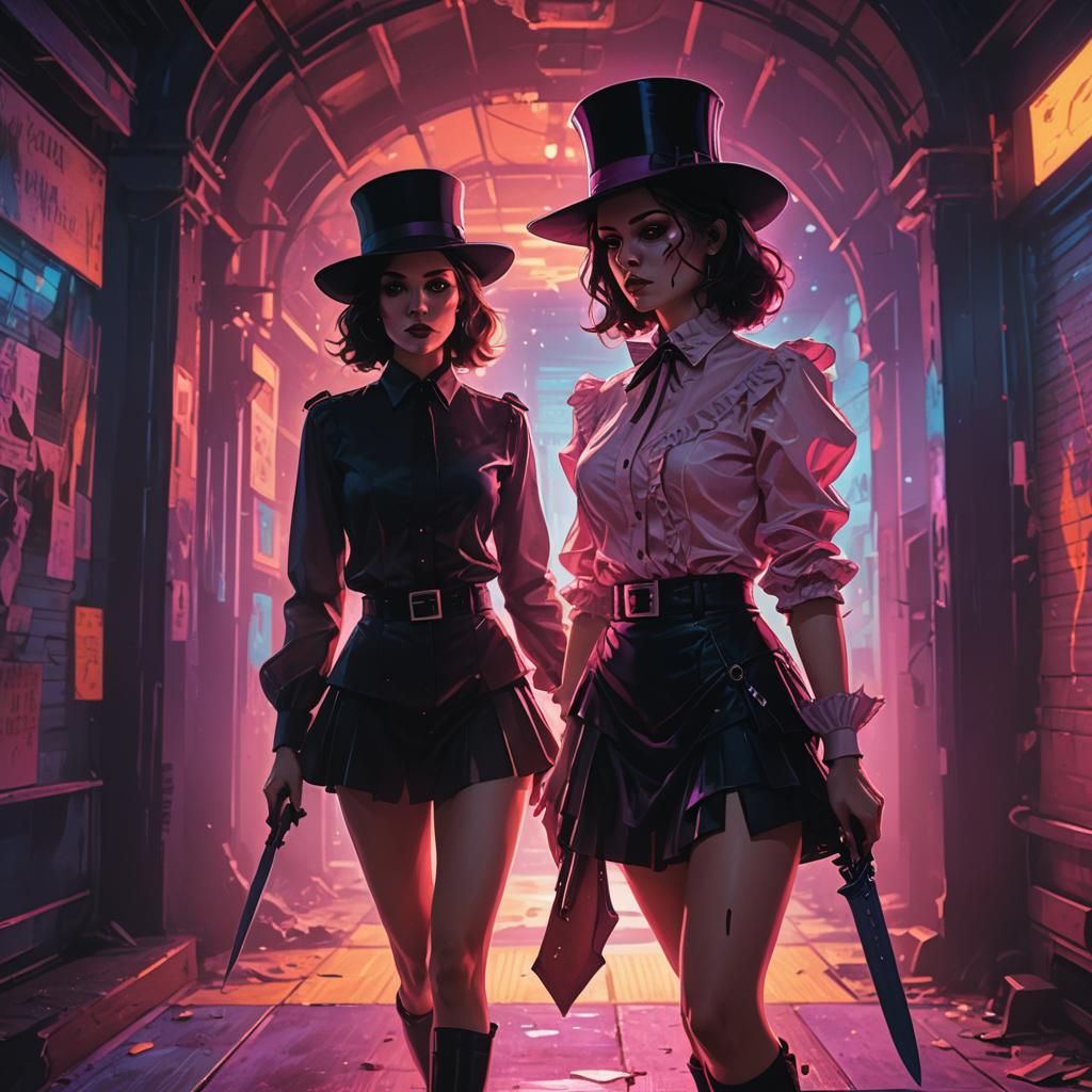 Female Serial Killer Silhouette in Sci-Fi Workshop