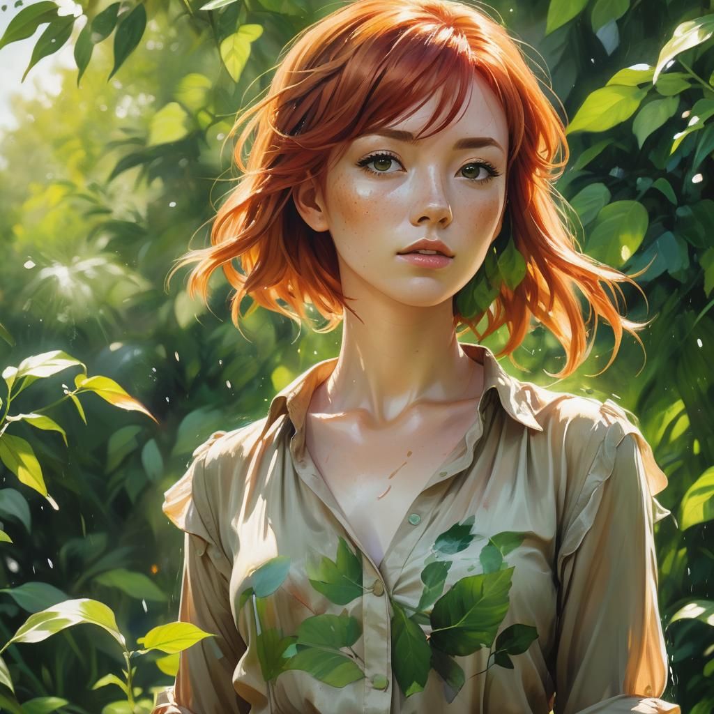 Anime Woman Portrait in Oil Painting Style