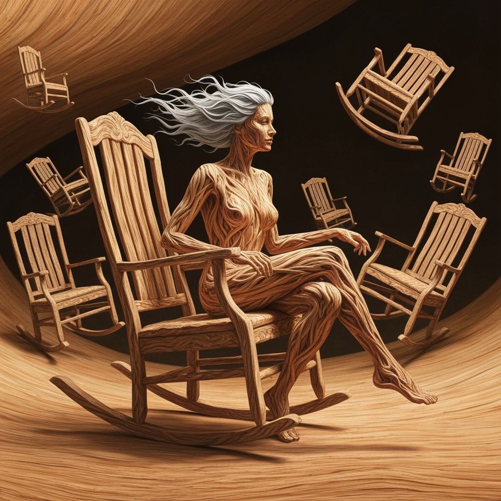 Surreal Woman in Rocking Chair, Impressionistic Style