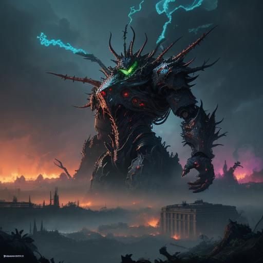 Giant Plant Robot Destroys Cityscape in Detailed Concept Art