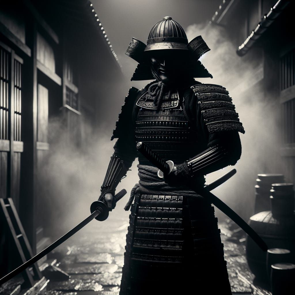Sinister Samurai Warrior in Noir Style