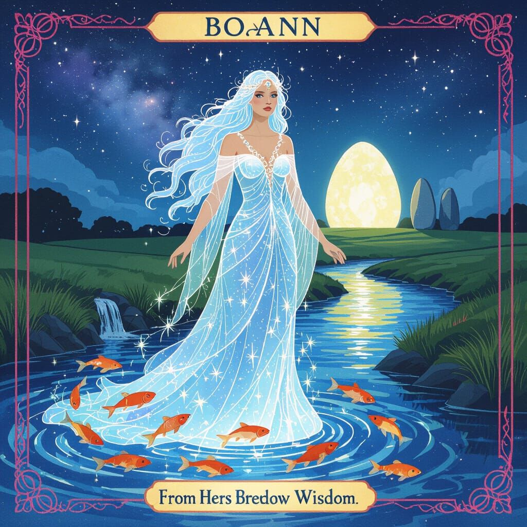 Boann: Opalescent River Goddess in Fauvist Style