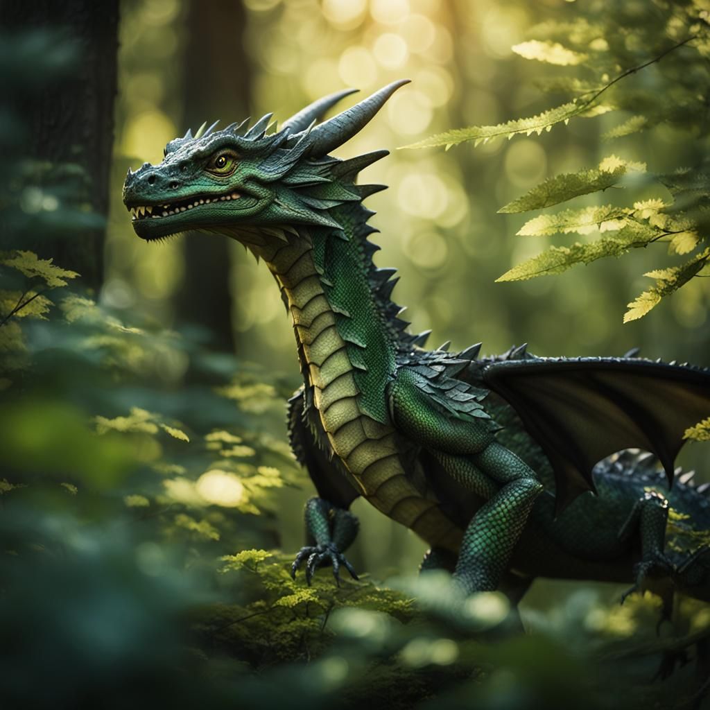 Calm Dragon in Forest: Wildlife Photography