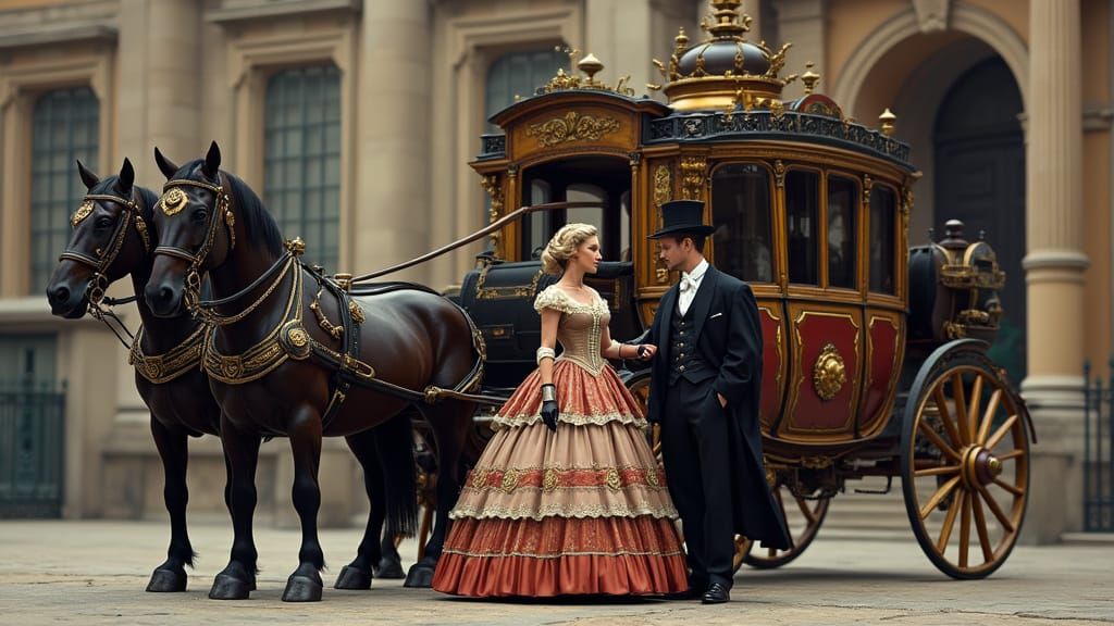 Steampunk Stagecoach with Mechanical Horses