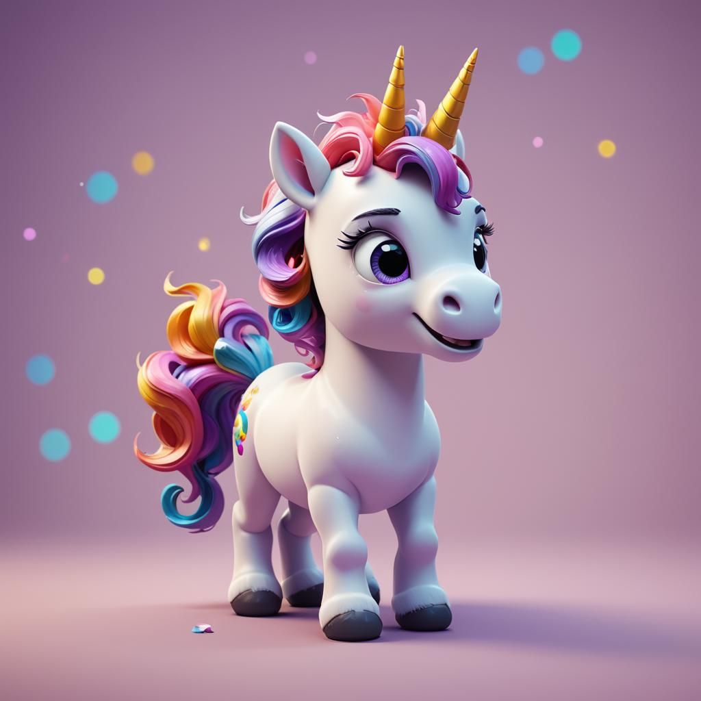 Cute Unicorn in Pixar Style 3D Digital Art