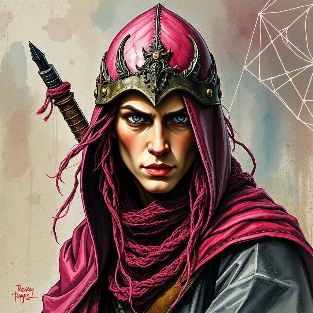 Medieval Ranger in Grunge Portrait Style