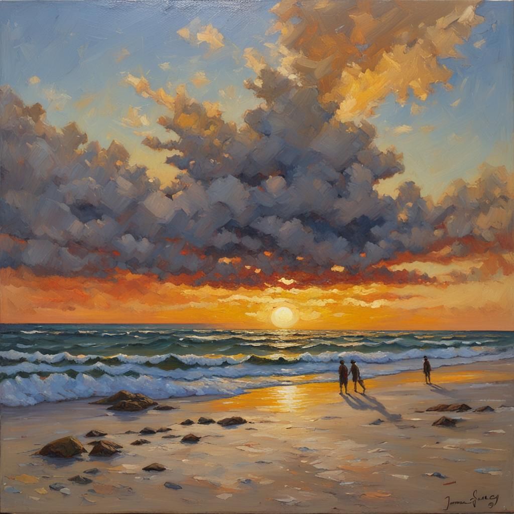 Sunset Beach Oil Painting