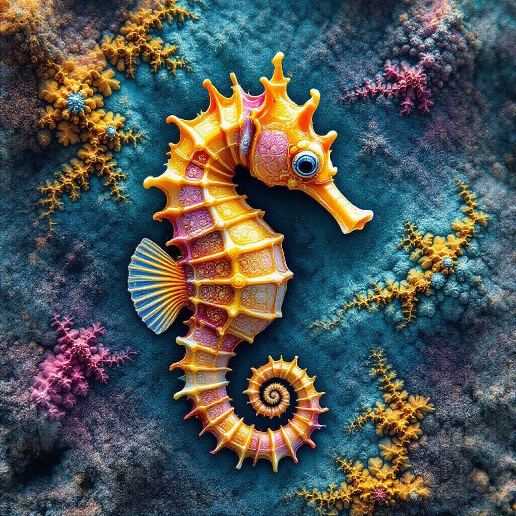 Seahorse in Abstract Fractal Pattern
