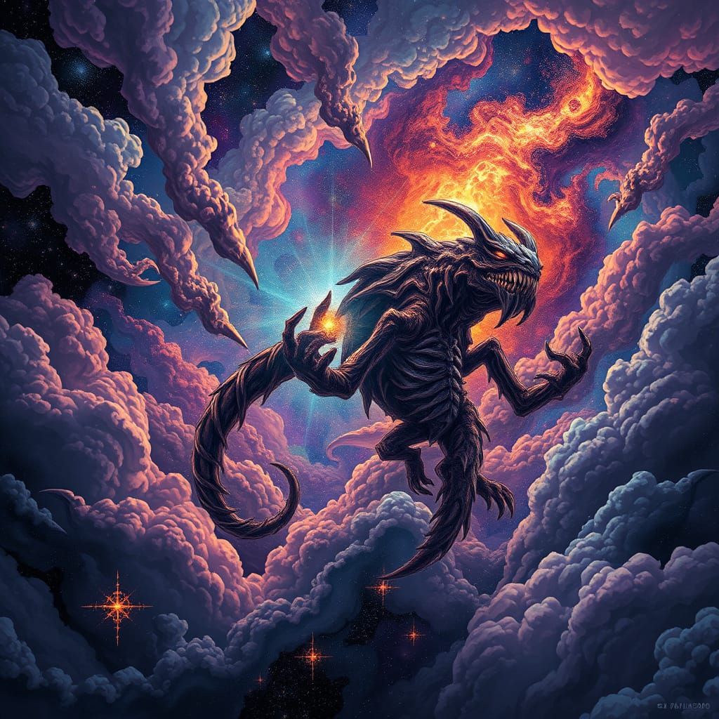 Mystical Dark Matter Monster in Cosmic Space