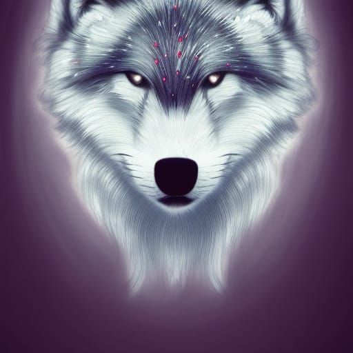 Anime Wolf Pup in Glass Globe Portrait