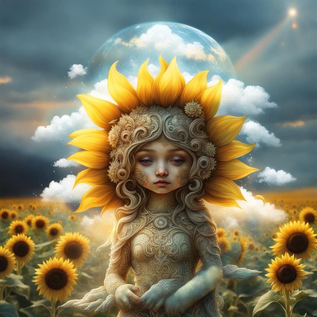 Double Exposure: Sunflower and Animal in Divine Light